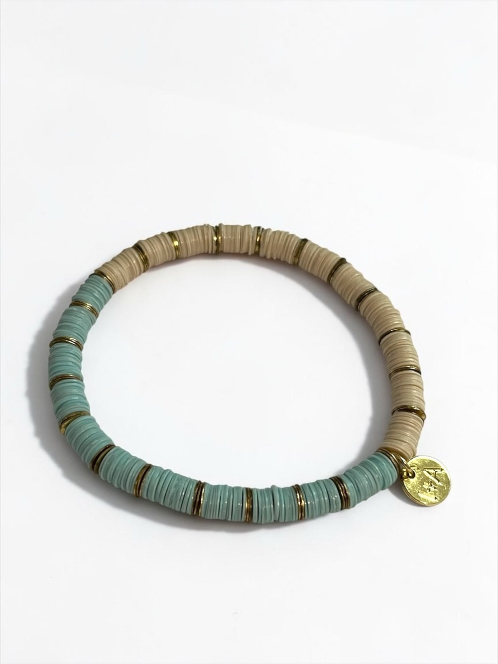 Ink + Alloy Two Tone Heishi Disk Beaded Bracelet CC X